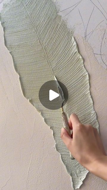 Texture Painting On Walls, Textured Art Leaves, Thick Texture Painting, Green Wall Painting Ideas, Texture Paint Design, Bedroom Wall Texture, Wall Texture Ideas, Cuadros Diy, Leaf Structure