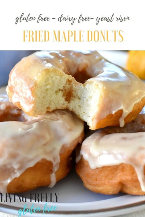 Gluten Free Donuts Fried, Maple Donuts Recipe, Dairy Free Donuts, Gluten Free Donut Recipe, Gluten Free Brunch Recipes, Gluten Free Doughnuts, Maple Donuts, Gluten Free Yeast Free, Fried Donuts