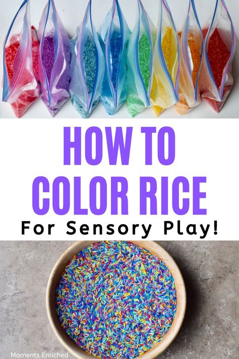 Sensory Play Toddlers, Color Rice, Toddler Sensory Bins, Sensory Crafts, Sensory Activities Toddlers, Baby Play Activities, Colored Rice, Toddler Sensory, Sensory Boxes