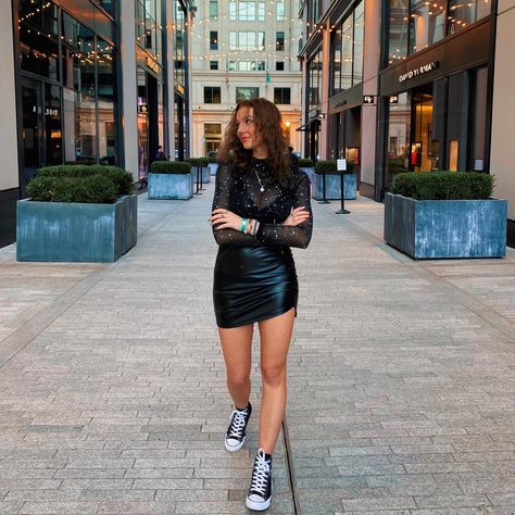 Sparkly Dress And Sneakers Outfit, Lucy Dacus Concert Outfit, Billy Talent Concert Outfit, Gig Night Outfit, Leather Skirt Outfit Rock Concert, Black Sparkly Top Outfit, Simple Concert Outfit Summer, Black Outfits Concert, Black Sparkly Skirt Outfit