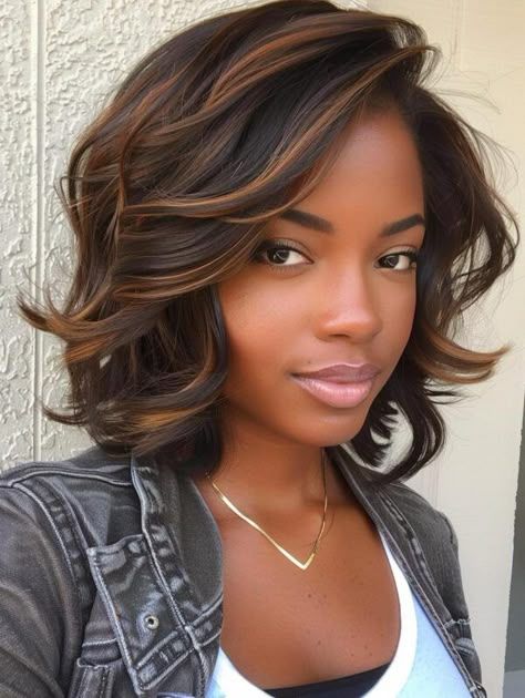 Chic Bob Hairstyles, Medium Black Hair, Bob Hairstyles For Black Women, Balayage Long Hair, Black Bob Hairstyles, Chic Bob, Inverted Bob Hairstyles, New Short Hairstyles, Brunette Balayage Hair