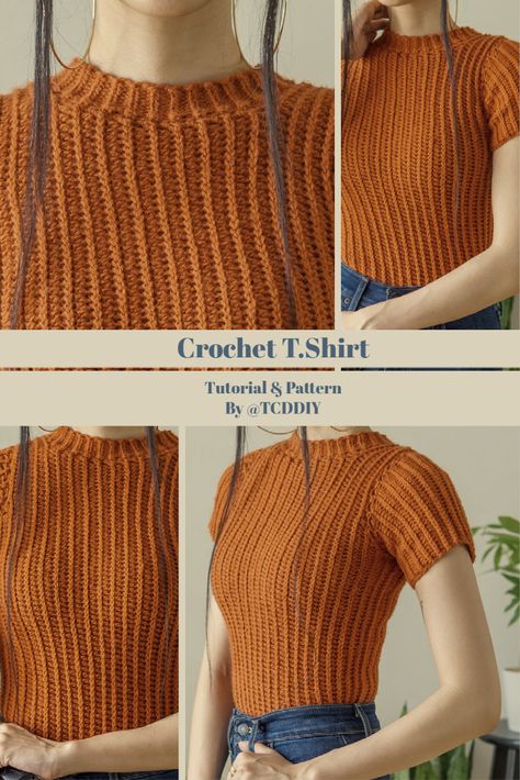 Cardigan Au Crochet, Gilet Crochet, Crochet T Shirts, Crochet Clothing And Accessories, Kleidung Diy, Crochet Fashion Patterns, Youtube Instagram, Crochet Clothes Patterns, Crochet Shirt