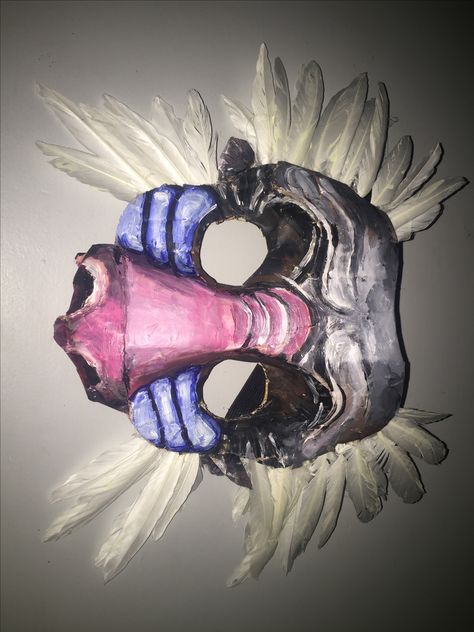 Rafiki mask. Lion King Mask. Card, papier mâché, feathers Lion King Mask, Rafiki Costume, King Mask, Disney Musical, Lion King, Feathers, Lion, Musical, Birthday Party