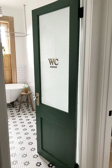 With 9 months and a budget of $300,000, this duo set out to return the original charm to their historic home, a Brooklyn brownstone built in 1890. Here, they share their victories and what they learned along the way. Small House Bathroom Door, Unique Bathroom Doors, Small Bathroom Doors, Toilet Room Door, Bathroom Doors Ideas, Small Bathroom Door Ideas, Small Bathroom Door, Wc Door, Bathroom Door Ideas