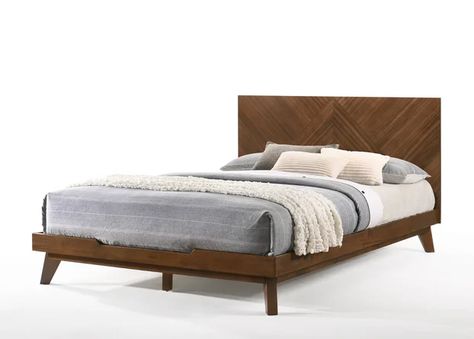 Corrigan Studio® Trimont Low Profile Platform Bed | Wayfair Farmhouse Style Bedding, Walnut Bedroom, King Size Platform Bed, Low Profile Platform Bed, Walnut Bed, Lit King Size, Tall Headboard, Beds & Bed Frames, Walnut Veneer