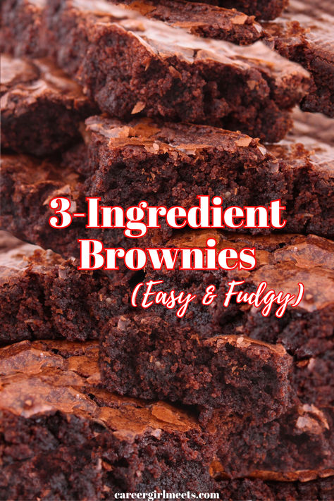 OMG, these three-ingredient brownies are so fudgy and delicious! You will need to bake them in the oven, and you'll need eggs, flour, and Nutella. This easy brownie recipe isn't healthy, but it's insanely good!! No bananas, cocoa, or sweet potatoes are required. The batter is so rich and chocolatey, and no, you cannot microwave them like easy cake. If you love chocolate cookie balls, you will LOVE this recipe. It's a crowd favorite!!

// brownie bites // 3 ingredient desserts // Nutella // Banana Chocolate Brownies Easy Recipes, Easy Brownies 3 Ingredients, Nutella Brownies 3 Ingredient, Easy Brownie Recipe 3 Ingredients, Three Ingredient Brownies, 2 Ingredient Brownies, Brownies With Nutella, 3 Ingredient Nutella Brownies, Easy Nutella Brownies