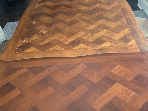 Parquet Top Dining Table, Parquet Table Top, Parquet Dining Table, Parquet Table, French Parquet, Coffee Table Redo, Refinished Table, French Country Table, Parquet Design