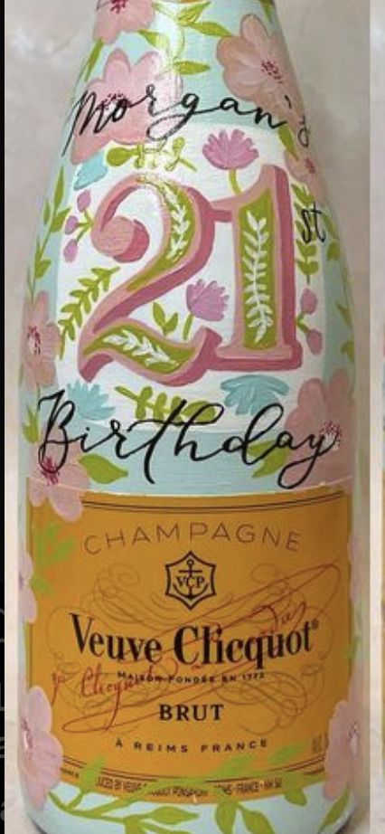 40th Birthday Painted Champagne Bottle, Decorated Champagne Bottles Birthday, Painted Champagne Bottle 21st Birthday, Painted Champagne Bottle Birthday, Birthday Champagne Bottle, Painted Champagne Bottle, Champaign Bottle, Custom Champagne Bottle, Custom Wine Bottles