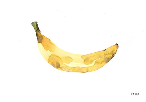 Watercolor Art Face, Basic Watercolor, Illustration Series, Shoes Illustration, Minimalist Watercolor, Watercolor Plants, Watercolor Painting Techniques, A Banana, Fruit Art