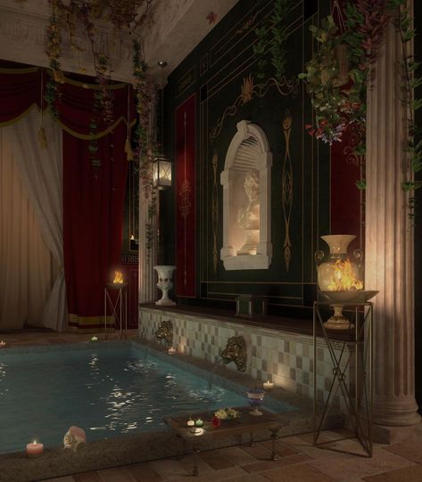 Vintage Indoor Pool, Aphrodite Bathroom, Indoor Pool Aesthetic, Pax Romana, English Manor, Manor Houses, Container Homes, Dreamy Room, Dream Room Inspiration