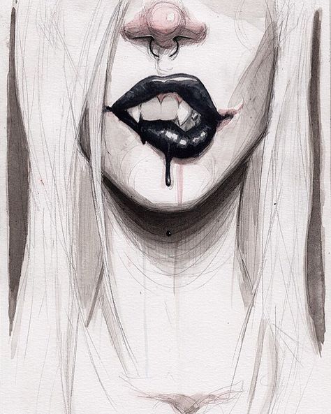 probably obvious but vampire mouths are one of my favorite things to paint. finished up this little one, original is spoken for but prints… A Drawing, On Instagram, Instagram, Art