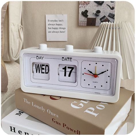 Fashion Desk Home Date Time Display Clock Calendar Clock Digital Alarm Clock UK The clock has 3 buttons on top to set the clock or change the date and day. Powered only by 1 x AA battery (not include). Featuring a square quartz clock on the right and a manual over calender on the left. Unique design, vintage fashion for home decoration and ideal gift for your friends. High quality clock with 3 press button for practical use and home improvement. Specification: Color: black, white Material: Pla Battery Alarm Clock, Life Refresh, Calendar Clock, Clock Digital, Clock Alarm, Desk Alarm Clock, Vintage Alarm Clocks, Table Clocks, Clock Shop