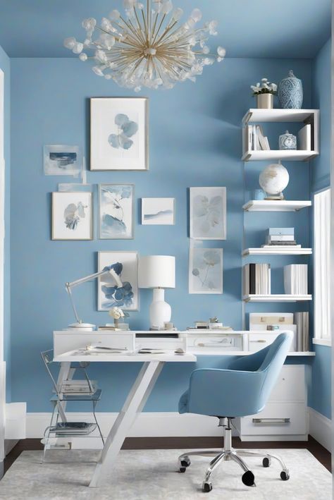 Step into a realm of ethereal skies with "Heavenly Blue (709)" - the top paint of 2024. Discover daily interior design routines to spark heavenly inspiration. #Ad #homedecor #homedesign #trendgirlApartment #Painthome #interiorarchitecture Wall Colors Green Room Colors Bright Room office Colors Apartment Renovation Home office Remodeling Modern Paint Colors 2024 Animation Pic, Green Room Colors, Paint Colors 2024, Modern Paint Colors, Light Colored Furniture, Bright Room, Girl Apartment, Office Remodel, Blue Paint Colors