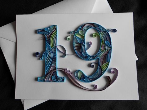 Number Quilling, Quilling Numbers Patterns, Quilled Numbers, Quilling Numbers, Quilled Anniversary Card Ideas, R Letter Quilling, Happy Anniversary Quilling Cards, Letter J Quilling, Bf Birthday