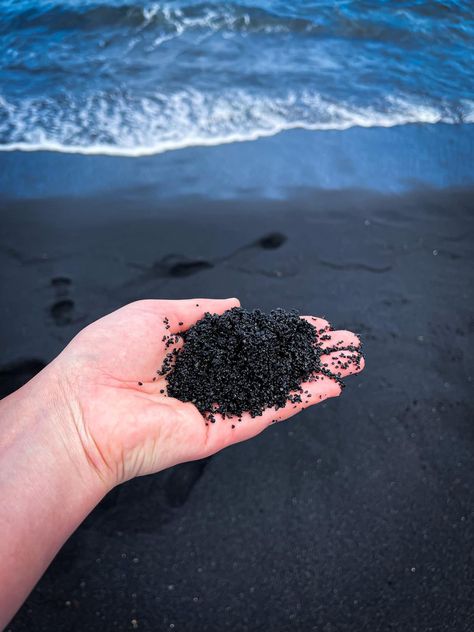 Black Sand Beach Hawaii, Bottle Flowers, Hawaii Big Island, Basement Room, Plastic Bottle Flowers, Beach Hawaii, Black Beach, Room Remodel, Big Island Hawaii