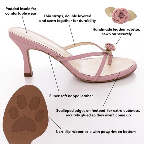 Dollette Shoes, Dainty Heels, Kitty Heels, Cute Heels, Girly Shoes, Aesthetic Shoes, Scalloped Edges, Naturally Dyed, Pretty Shoes