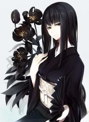 Anime Woman in Black Toshiro Hitsugaya, Ninja Girl, Anime Kimono, Anime Black Hair, Girls With Black Hair, Long Black Hair, Madara Uchiha, Arte Fantasy, Chica Anime Manga