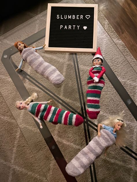 Elf On The Shelf Girlfriend Ideas, Girl Elf On The Shelf Ideas, Elf On The Shelf Sleepover, Elf Stuff, Elf Shenanigans, Elf Ideas Easy, Awesome Elf On The Shelf Ideas, Elf Magic, Elf Activities