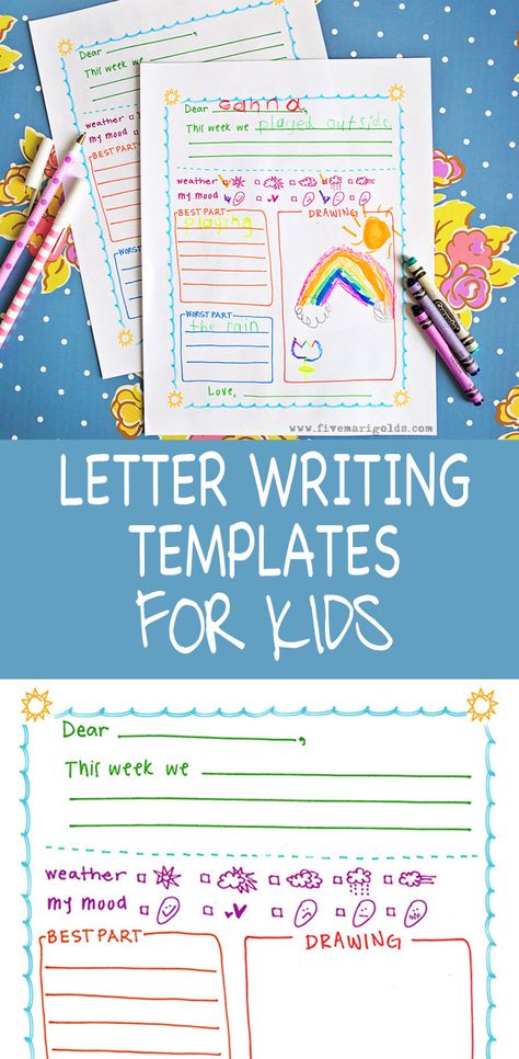 Summer Letter Templates for Kids - Five Marigolds Preschool Pen Pal Ideas, Kids Pen Pal Ideas, Pen Pal Ideas For Kids, Inclusion Preschool, Pen Pal Letter Template, Letter Writing For Kids, Letter Template For Kids, Penpal Ideas, Pen Pal Kit