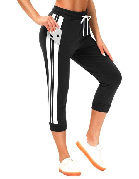 Capri Sweatpants for Women Casual Capri Pants Capri Joggers Sports Pants Cropped Joggers with Pockets Capri Joggers, Women Pants Size Chart, Capri Sweatpants, Sweatpants For Women, Cropped Sweatpants, Cropped Joggers, Grey Joggers, Sports Pants, Loose Fitting Tops