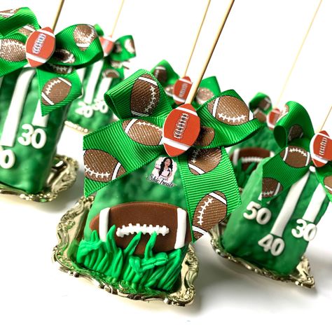 Football Party Desserts, Football Party Treats, Dipped Berries, Dipped Marshmallows, Football Treats, Brownie Treats, Rice Treats, Mini Dessert Cups, Themed Treats