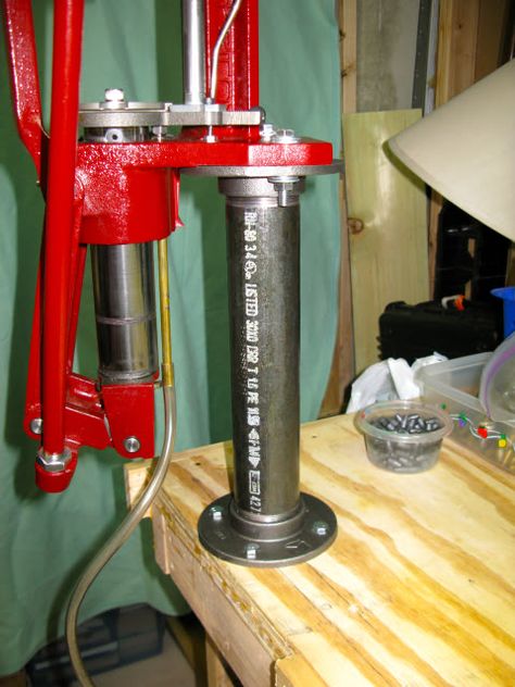 Homemade elevated press stand. Reloading Press Stand, Reloading Data, Reloading Press, Reloading Room, Reloading Bench, Hunting Room, Workbench