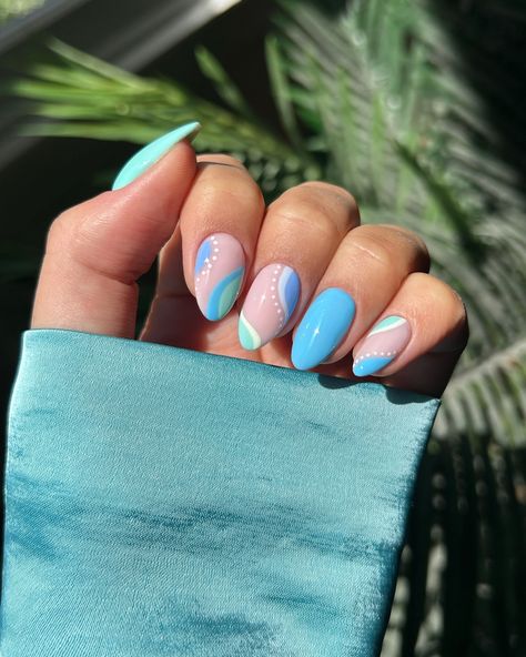 summer turquoise swirls 🩵🦋🐬🫐 rings from @luvaj - linked in my bio ✨ #nails #nailinspo #nailart #naildesign #turquoisenails #summernails Turquoise Nail Art, Bio Nails, Uñas Ideas, Beachy Nails, Turquoise Nails, February Nails, Nail Trend, Simple Gel Nails, Trend 2024