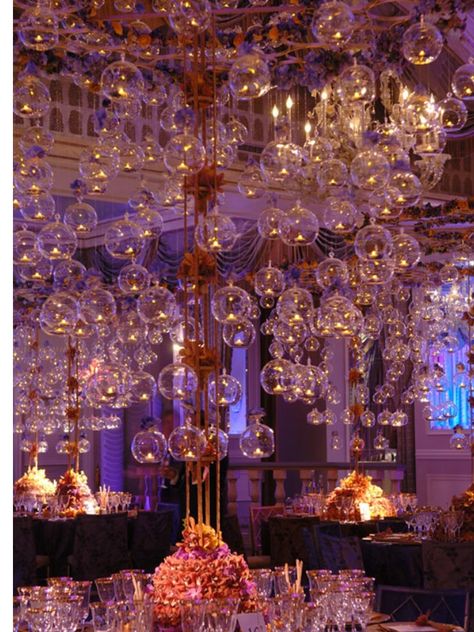 Glass bubbles Preston Bailey, Bubble Candle, Tables Set, Elegant Dining, Reception Decorations, The Ceiling, Labyrinth, Wedding Trends, Preston