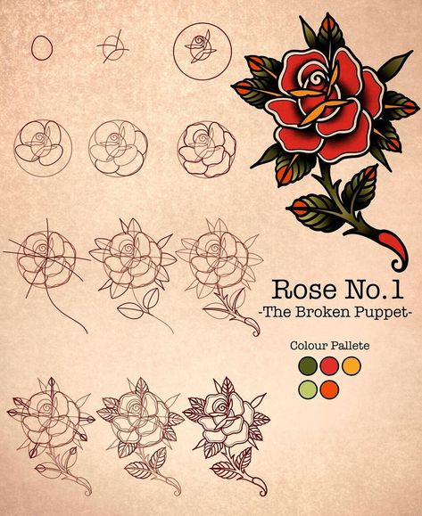 Traditional Tattoo Tutorial, Flower Flash, Desenhos Old School, Traditional Tattoo Drawings, Traditional Tattoo Flash Art, Traditional Tattoo Old School, Old School Tattoos, Traditional Tattoo Inspiration, Traditional Tattoo Flowers