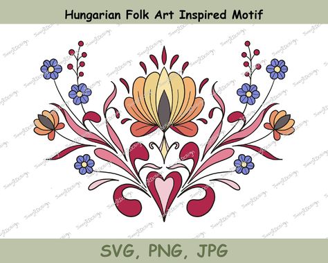 Hungarian Folk Art, Folk Art Floral, Colourful Design, Design Tattoo, Yellow Tones, Arts And Crafts Projects, Pink And Yellow, Floral Designs, Design Floral