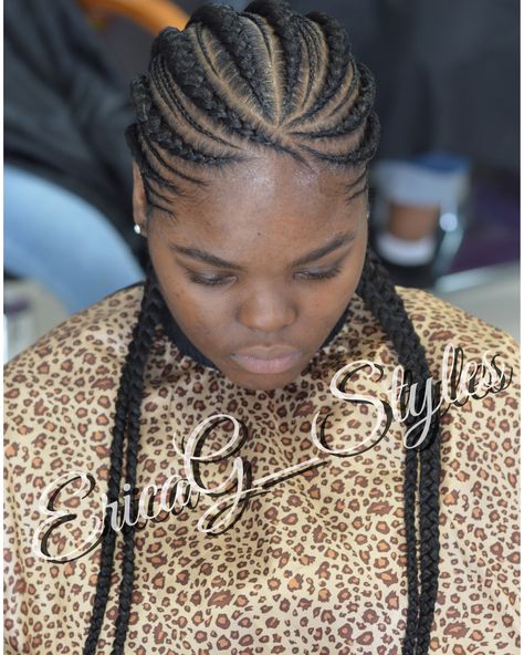 Big Conrows Lines, Large Conrows Lines For Black Women, 5 Feed In Braid Styles, Simple Cornrows, Ghana Braids Cornrows, Corn Roll Hair Styles, Big Cornrows, Cornrow Braid Styles, Ghana Braids Hairstyles