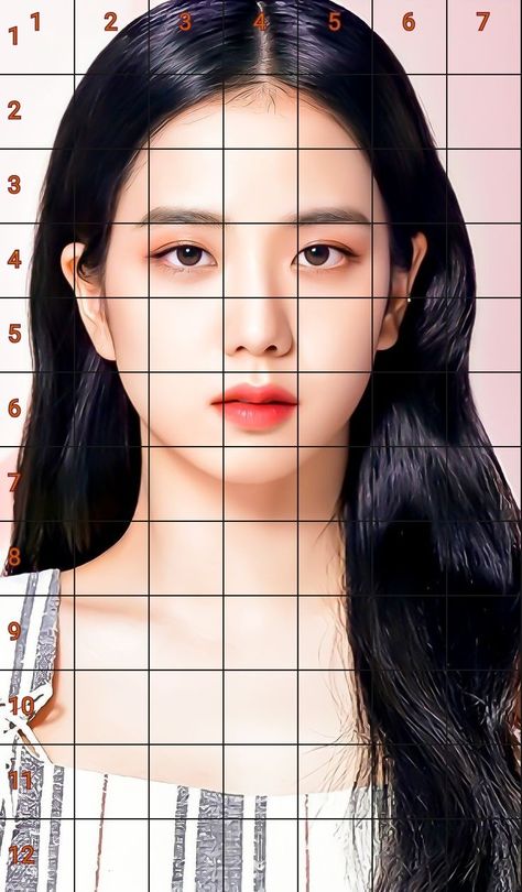 Jisoo Portrait Drawing, Art Reference Photos Faces Easy, Grid Drawing Portrait, Jisoo Drawing Easy, Face Drawing Grid, Drawing Kpop Idols, Art Reference Photos Faces, Zentangle Animals Art, Pop Drawing