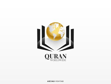 Quran Worlwide Logo Design by Asjad Mehtab Quran Logo Design, Islamic Logo Design, Quran Logo, Quran Png, Islamic Illustration, Quran Teaching, Islamic Logo, Green Logo Design, Map Logo