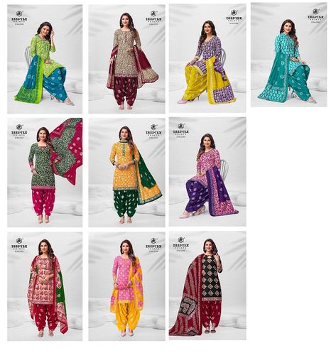 Kavya Style Plus +91-8758538270: Batik Plus Vol 23 Deeptex Prints Cotton Dress Mate... Batik Dress Design, One Piece Gown, Printed Pants Style, Lace Saree, Long Kurtis, Silk Saree Banarasi, Cotton Dress Material, Kurtis With Pants, Designer Salwar Suits