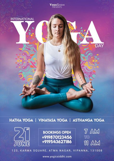 Yoga Today – Free PSD Flyer Template Yoga Creative Design, Yoga Banner Design Ideas, Yoga Advertising Ideas, Yoga Poster Design Graphics, Yoga Ads, Yoga Graphic Design, Yoga Poster Design, Yoga Posters, Sport Flyer