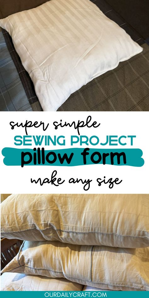 how to sew a pillow form tutorial Homemade Pillows, Make A Pillow, Daily Crafts, Pillow Cases Diy, Homemade Paint, Diy Pillow, Oversized Pillows, Big Pillows, Old Pillows