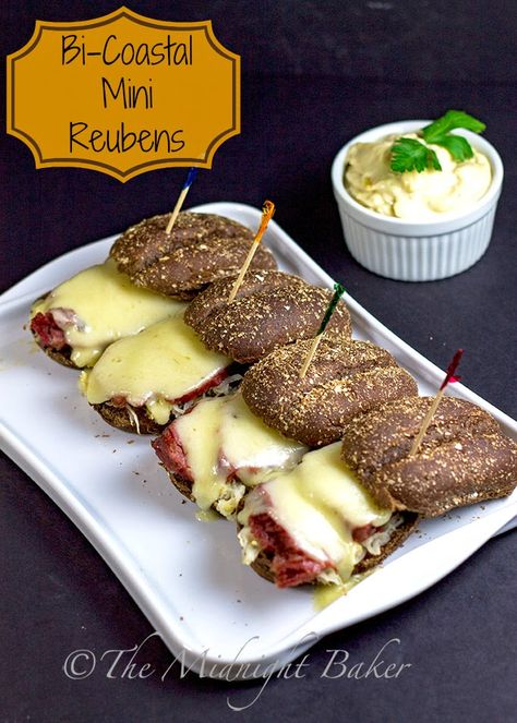 Bi-Coastal Mini Reubens #ReubenSandwich #SuperBowl Mini Reubens, Mini Reuben Sandwiches, Reuben Recipes, Recipe Chart, Bunco Food, Reuben Recipe, Sandwich Buns, Reuben Sandwiches, Wedding Snacks