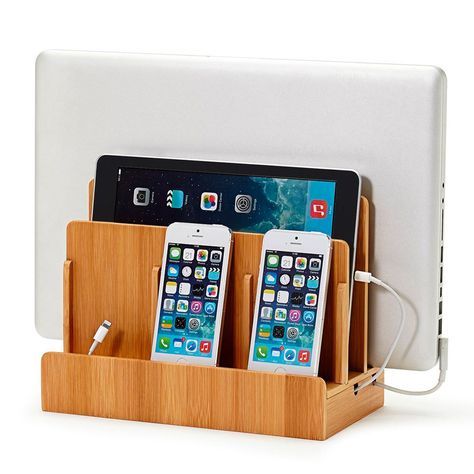 10 Storage and Organization Ideas For All of Your Devices Transitional Desk, Multi Charging Station, Electronic Charging Station, Charging Station Organizer, Cord Control, Tech Storage, Charge Station, Useful Stuff, Wooden Docking Station