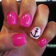 Anchor Nail Designs, Anchor Nail Art, Anchor Nails, Cruise Nails, Nautical Nails, Beach Nail Designs, Kutek Disney, Pretty Nail Designs, Cute Summer Nails