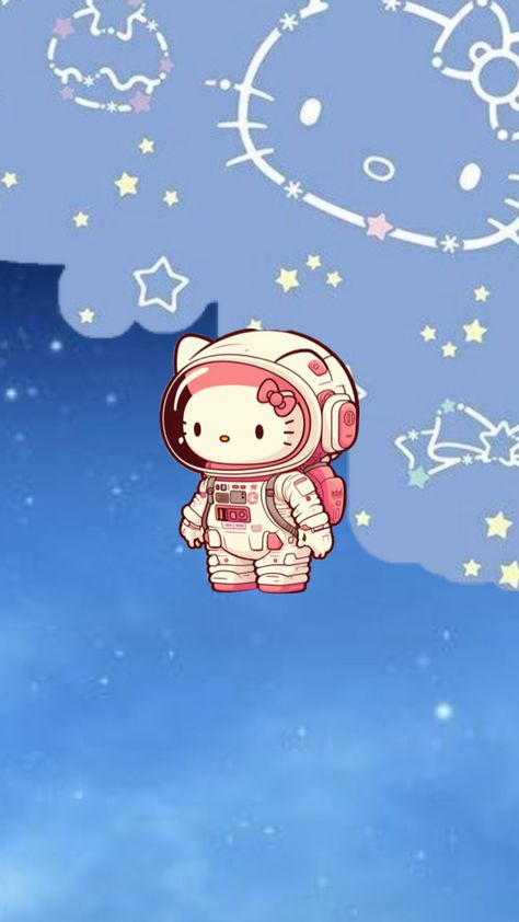 Hello kitty ~  astronaut ~ astrology ~ blue ~ clouds Hello Kitty, Gif, Kitty, Drawings