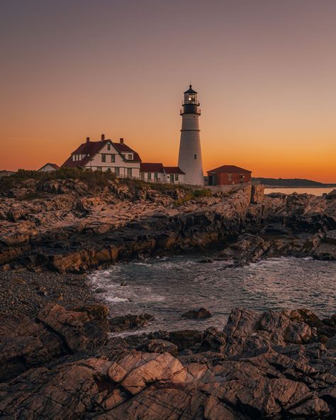 Portland Head Lighthouse at sunrise, in Cape Elizabeth, Maine Portland Head Lighthouse, Cape Elizabeth Maine, Portland Head Light, Cape Elizabeth, Hotel Motel, Maine Wedding, Posters Framed, Light House, Head Light