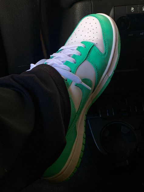 Nike, dunk, glow green, footwear, sneakers Green Dunks, Green Footwear, Glow Green, Dunk Low, Nike Dunk, Cute Outfits, Nike, Sneakers, Green