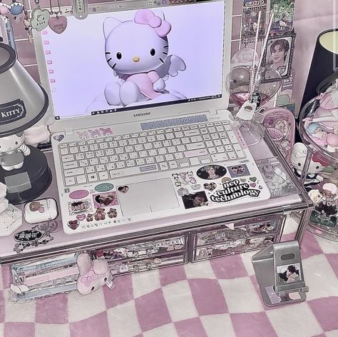 Aesthetic Hellokitty, Laptop Samsung, Korean Room, Kpop Deco, Stickers Kpop, Laptop Decoration, Samsung Laptop, Tech Aesthetic, Cute School Stationary