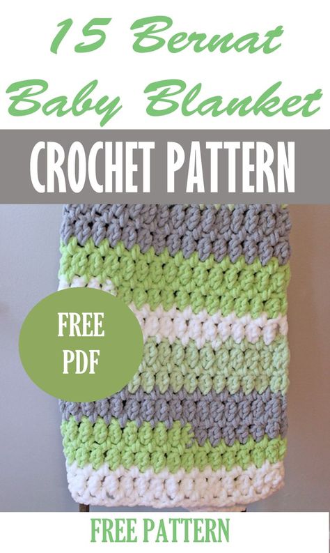 baby blanket crochet patterns Chunky Baby Blanket Crochet Pattern, Easy Crochet Baby Blanket Free Pattern, Chunky Crochet Baby Blanket, Bernat Baby Blanket Yarn, Crochet Beginner, Striped Baby Blanket, Striped Blanket, Crochet Baby Blanket Free Pattern, Easy Crochet Baby Blanket