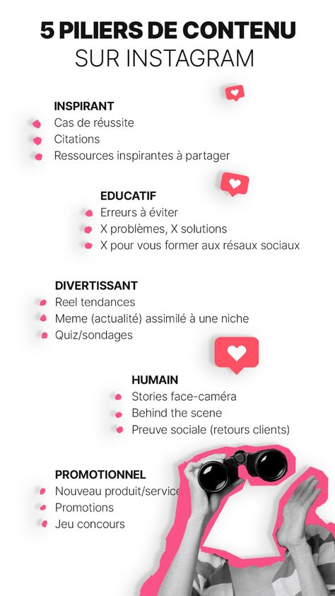 Gardez ces 15 idées de contenu pour vos futures publications ! Plus de problème de page blanche, vous ne serez plus à court d'idées grâce à cette infographie. Communication, Digital Marketing, Marketing, Instagram, Design