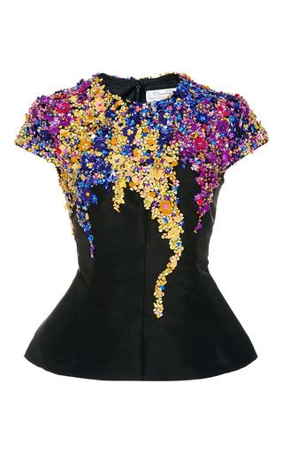 Peplum Tops, Wool Top, Embellished Top, Tops Black, Moda Vintage, Short Sleeve Top, Moda Operandi, Peplum Top, Madrid