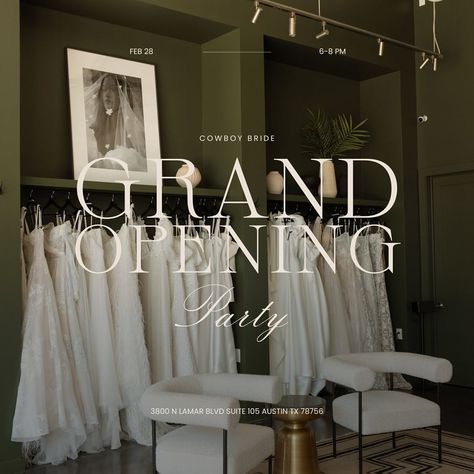 Can’t wait to see you all TONIGHT at our grand opening party! 🥂🤍💫✨ #austin #austintexas #austintx #atxlife #texas Cowboy Bride, Store Grand Opening, Grand Opening Party, Grand Opening, Austin Texas, Austin Tx, See You, Austin, Cowboy