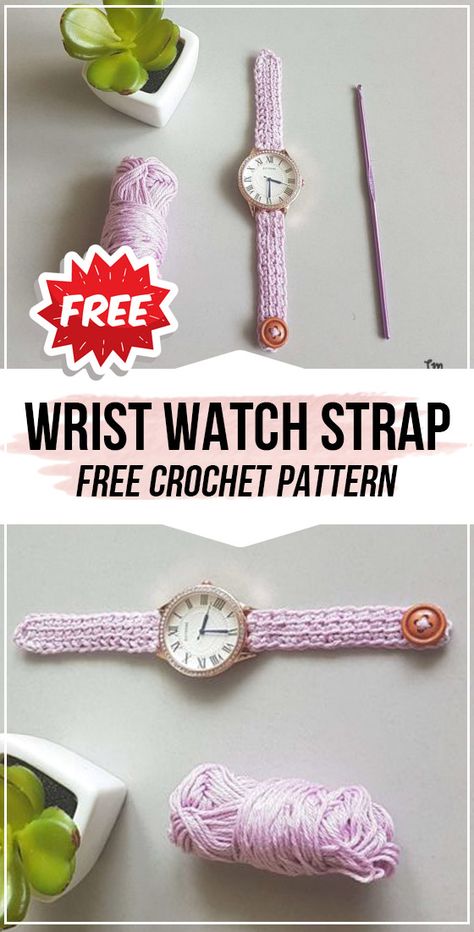 Crochet Wrist Watch Strap free pattern      #Decoration  #crorchet #freecrocehtpattern via @shareapattern.com Crochet Bracelet Pattern, Crochet Classes, Diy Bracelets Tutorials, Beginner Knitting Projects, Crochet Decoration, Crochet Bracelet, Modern Crochet, Crochet Flower Patterns, Crochet Accessories