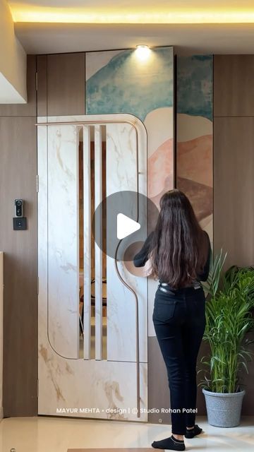 MAYUR MEHTA • design on Instagram: "Step into the timeless elegance of our sea-side apartment project in Surat, where every space is a masterpiece of minimalism and raw beauty. From the tranquil vibes of coastal living to the rawness of natural elements, this reel video captures the essence of our design philosophy. Witness the seamless blend of form and function as we unveil the transformative spaces that redefine luxury living. Credits: Design Team: @mayurmehtadesign Photographer: @studio.rohanpatel in Collaboration with @studiosalience Join us on this visual journey as we showcase the artistry behind every detail. From the soothing hues of the sea to the raw textures of natural materials, each frame tells a story of thoughtful design. Experience the allure of coastal minimalism and Foyer Design Luxury, Apartment Foyer Design, Safety Door Design Entrance, Credits Design, Remodeled Kitchens, Entrance Foyer Design, Reel Video, Apartment Entrance, Unique Bedroom Design