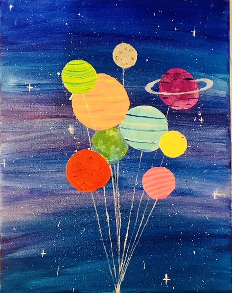 Our beautiful solar system as balloons 🎈 Solar System Painting Easy, Solar System Painting, Space Classroom, Solar System Crafts, Lego Space, Sunflower Painting, Wall Art Pictures, Diy Art Painting, Solar System